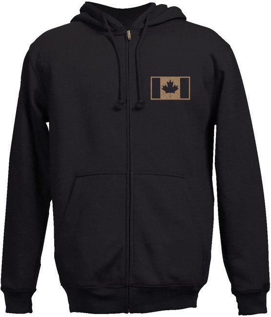 Full-Zip Hooded Sweatshirt w/ Embroidered Canadian Military Flag