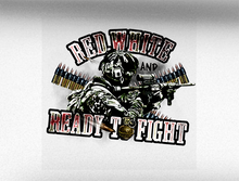 Load image into Gallery viewer, Red, White & Ready To Fight Vehicle Bumper Sticker