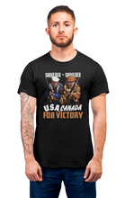 Load image into Gallery viewer, USA-Canada Shoulder to Shoulder World War 2 T-Shirt