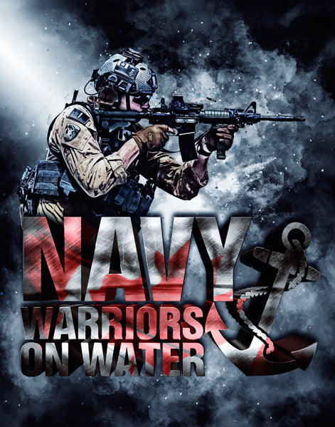 Navy Warriors On Water Poster