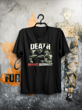 Load image into Gallery viewer, Death Before Dismount Coyote, LAV, Leopard T-Shirt
