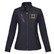Load image into Gallery viewer, Ladies Softshell Jacket w/ Embroidered Military Flag
