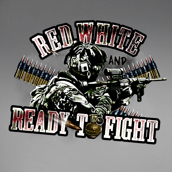Red, White & Ready To Fight Decal
