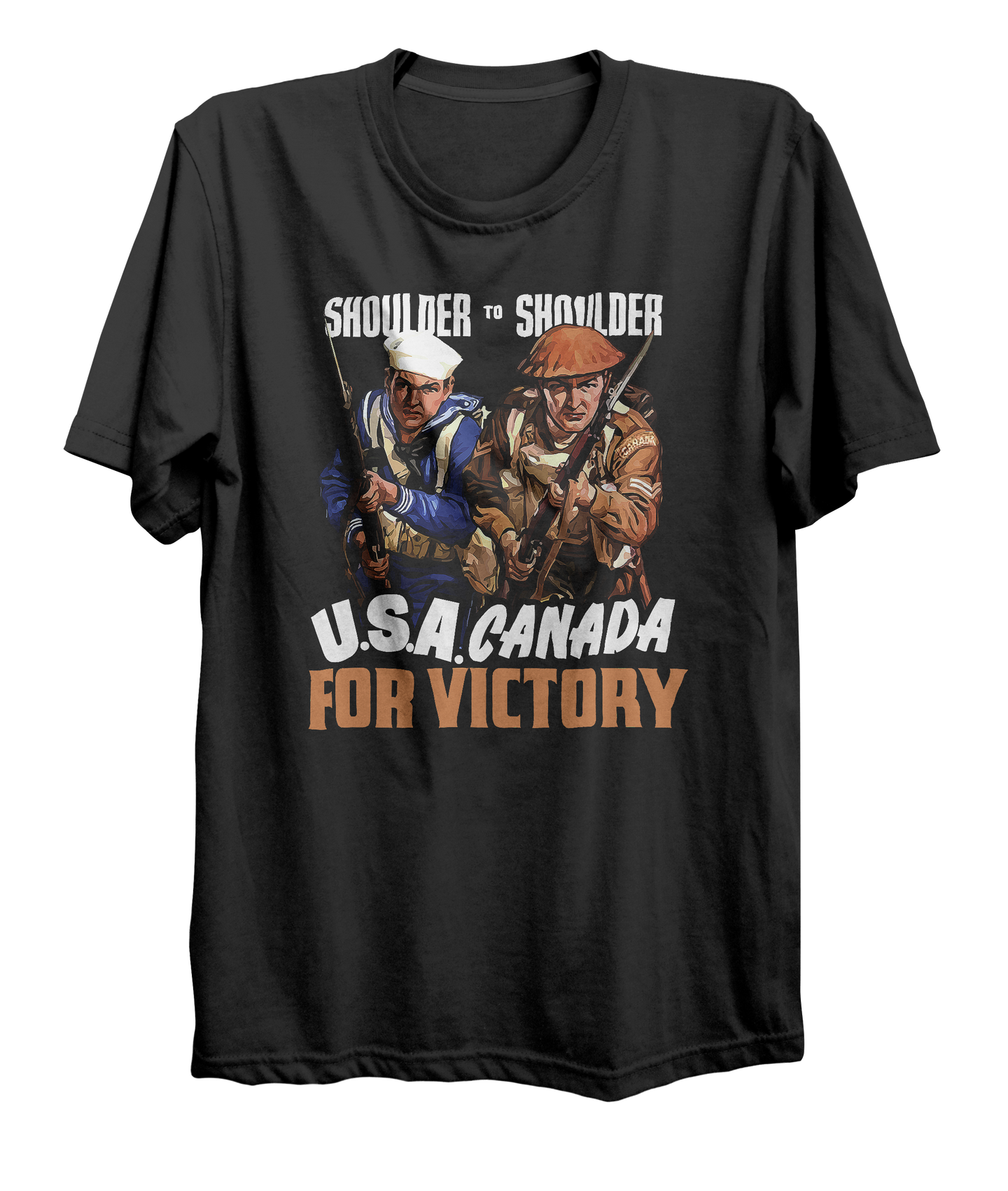 USA-Canada Shoulder to Shoulder World War 2 T-Shirt
